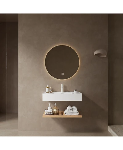 Sillysis Floating Bathroom Vanity with Acrylic Integrated Sink, Wall Mounted Shelf