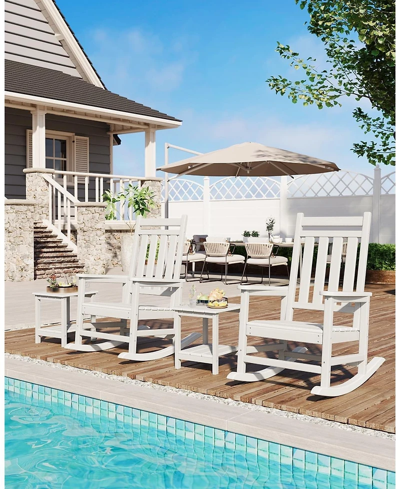 gaomon Outdoor Side Table, 18x15 inches , Hdpe 2-Tier Patio End Table, All-Weather Outdoor Table for Pool, Deck and Backyard