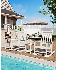 gaomon Outdoor Side Table, 18x15 inches , Hdpe 2-Tier Patio End Table, All-Weather Outdoor Table for Pool, Deck and Backyard