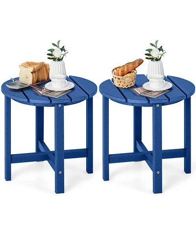 Gouun Set of 2 Outdoor 18 in Round Hdpe Adirondack Side Tables, Weather-Resistant