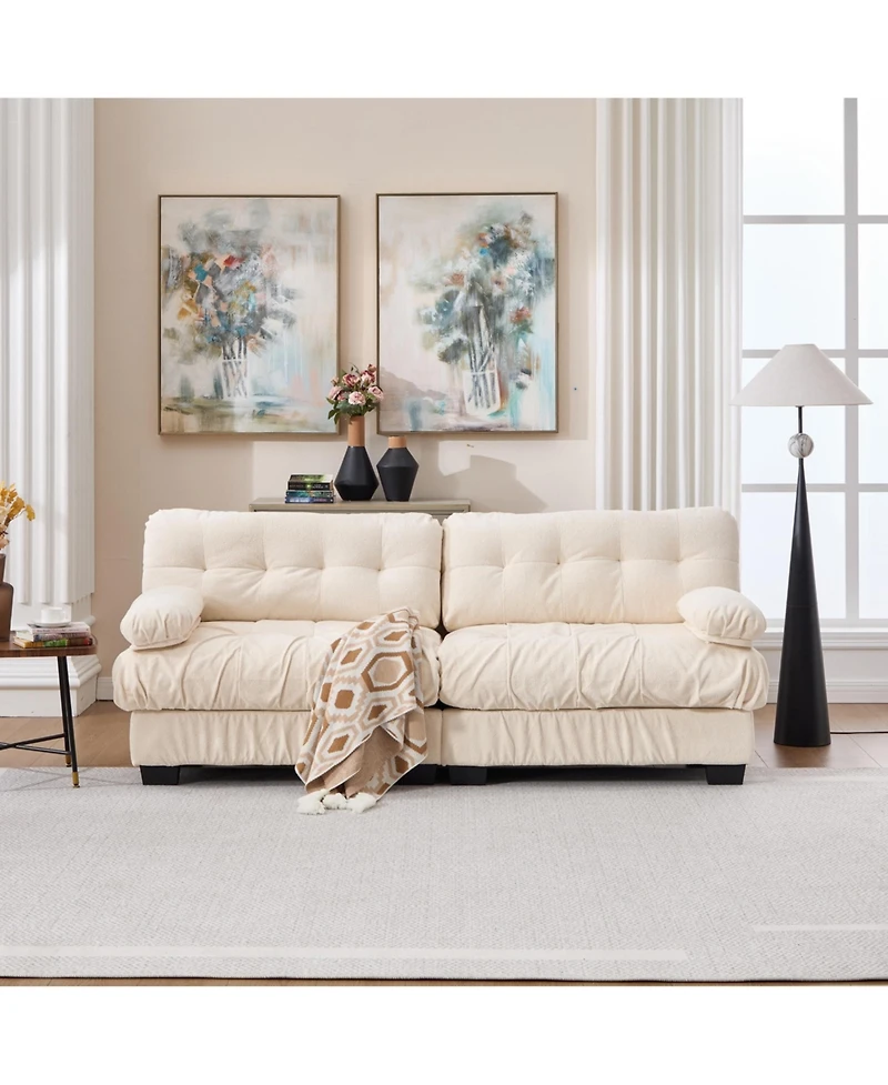 Clihome Modular Sectional Sofa, Deep Seat Cloud Couch with Plush Corduroy and Pillows