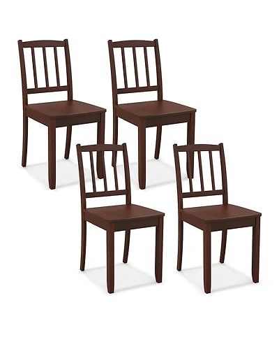 Gymax Wood Dining Chair Rubber Wood Legs Curved Backrest for Kitchen