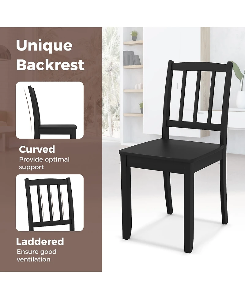 Gymax Wood Dining Chair Rubber Legs Curved Backrest for Kitchen
