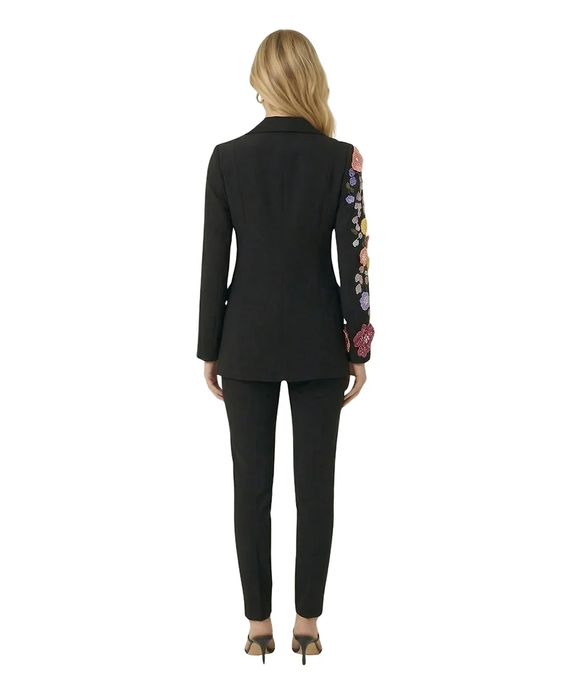 Modenaire Women's Floral Embroidered Notch-Lapel Blazer