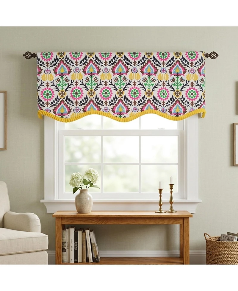 Rlf Home 100percentage Cotton Suzani Provance With Lining Rod Pocket Window Valance