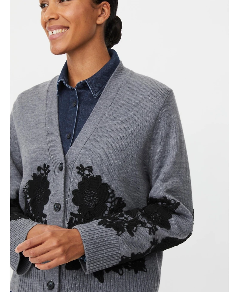 Masai Copenhagen Women's Maleviane Floral Applique Cardigan