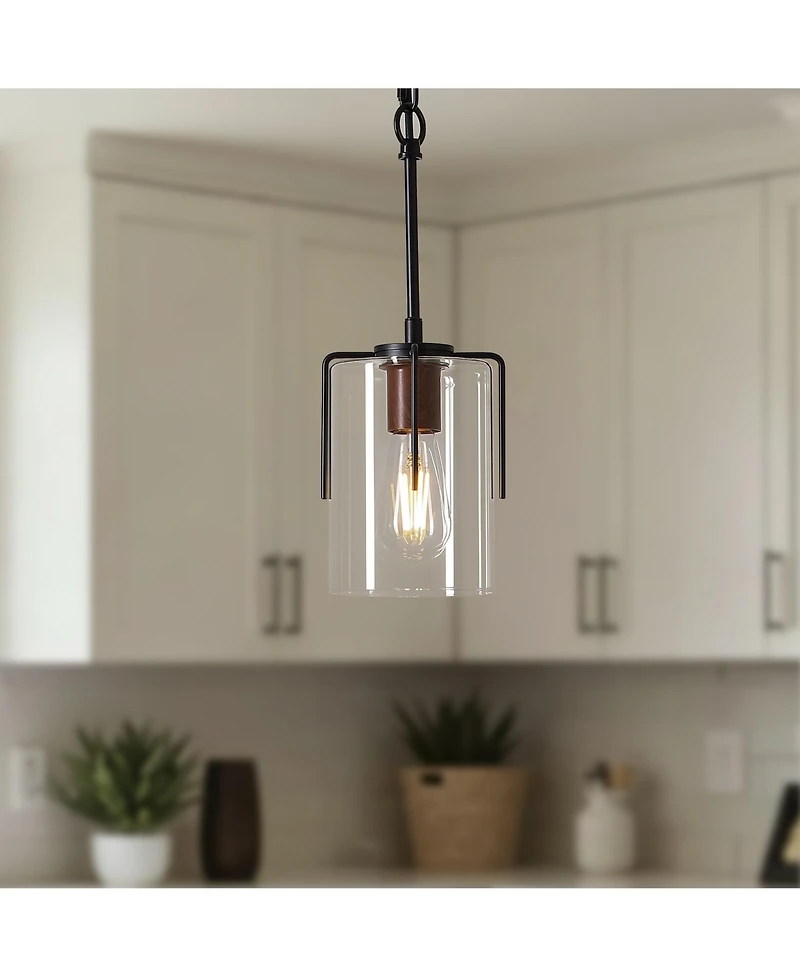 Midola Modern Industrial Pendant Light with Clear Glass Shade, Adjustable Metal Pendant Lighting for Kitchen Island Dining Room Entryway