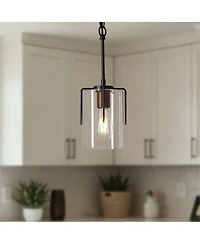 Midola Modern Industrial Pendant Light with Clear Glass Shade, Adjustable Metal Pendant Lighting for Kitchen Island Dining Room Entryway