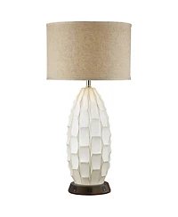 Possini Euro Design Mid Century Coastal Table Lamp with Usb and Ac Power Outlet Workstation Charging Base 32.75" Tall Ceramic Living Room