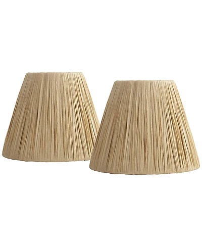 Springcrest 3" Top x 5 1/2" Bottom x 4 1/2" High x 4 1/2" Slant Lamp Shade Replacement Set of Empire Tapered Lafite Raffia Clip On Candelabra