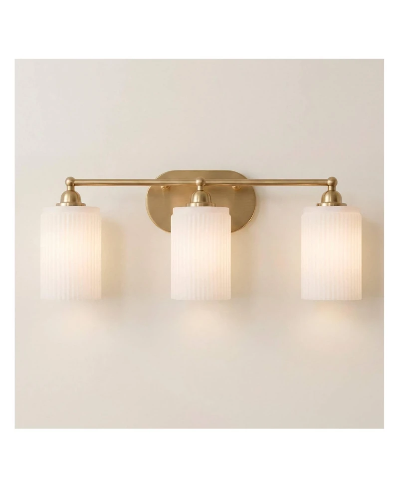 360 Lighting David 22" Wide and Fluted Glass 3-Light Bath Light