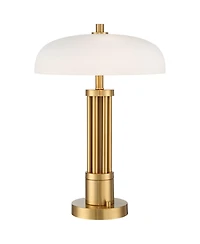 Possini Euro Design Granview 23" High Mid Century Modern Accent Table Lamp Dual Usb Ports Brass Metal Glass Dome Shade Charging