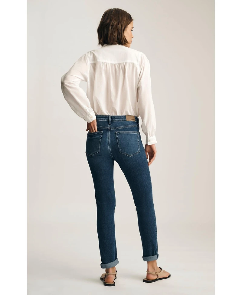 Mavi Jeans Women's Kathleen Mid Rise Boyfriend Dark Brushed Feather