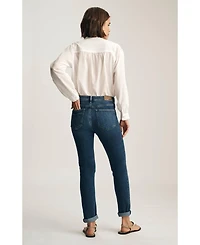 Mavi Jeans Women's Kathleen Mid Rise Boyfriend Dark Brushed Feather