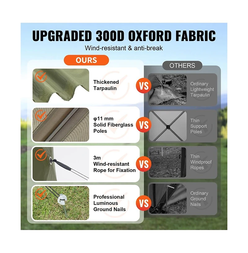 Sugift Pop Up Gazebo Tent 6 Sided Canopy Sun Shelter with Mosquito Netting Army Tone