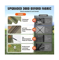 Sugift Pop Up Gazebo Tent 6 Sided Canopy Sun Shelter with Mosquito Netting Army Tone