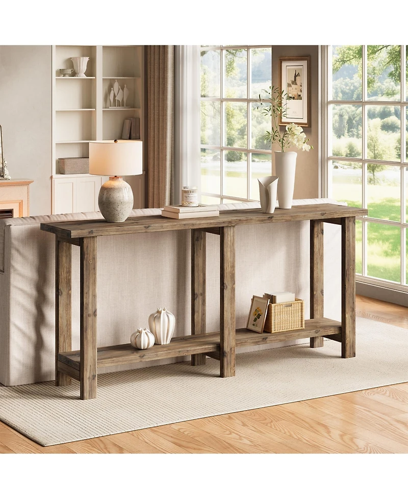 Tribesigns Solid Wood Console Table, 70.9-Inch Extra Long Wooden Sofa Table Behind Couch