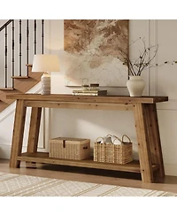 Tribesigns 70.9" Solid Wood Console Table, 2-Tier Farmhouse Sofa Table for Entryway and Living Room