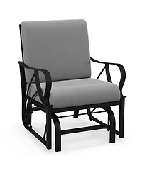 Slickblue Outdoor Glider Rocking Chair with Plush Cushion and Armrests