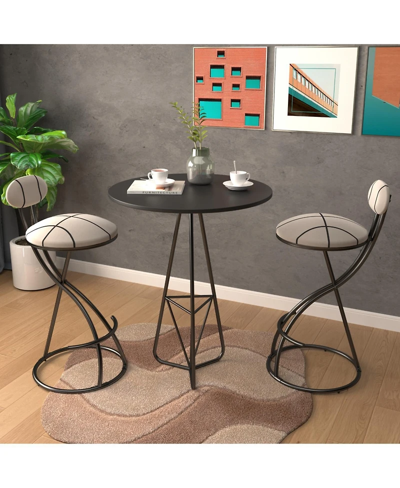 Rainsken 2 Piece Pub Dining Set, Velvet Barstools with Back, Modern Gold Metal Frame, for Kitchen, Dining, and Living Room