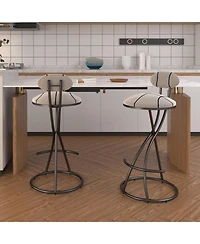 Rainsken 2 Piece Pub Dining Set, Velvet Barstools with Back, Modern Gold Metal Frame, for Kitchen, Dining, and Living Room
