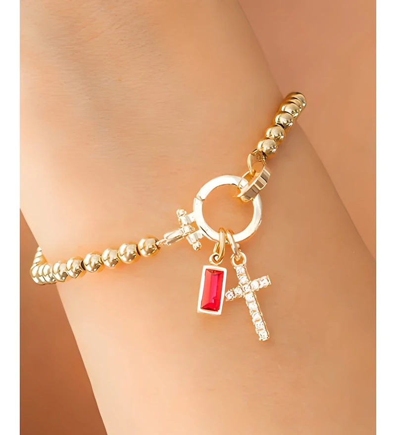 Mint & Lily Cross Charm Birthstone Bracelet