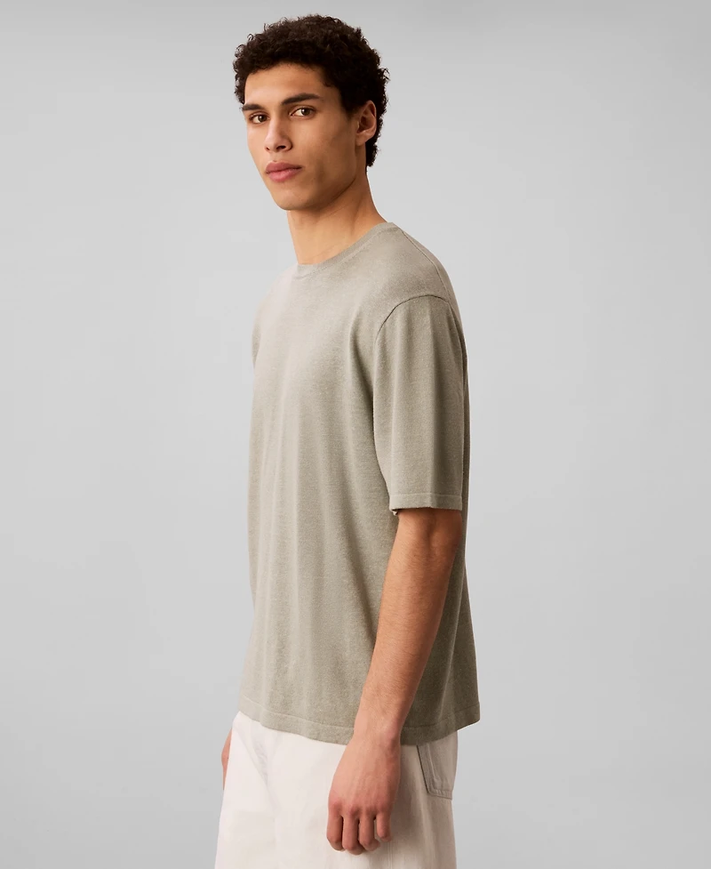 Calvin Klein Men's Subtly Textured Linen Blend Short-Sleeve Sweater