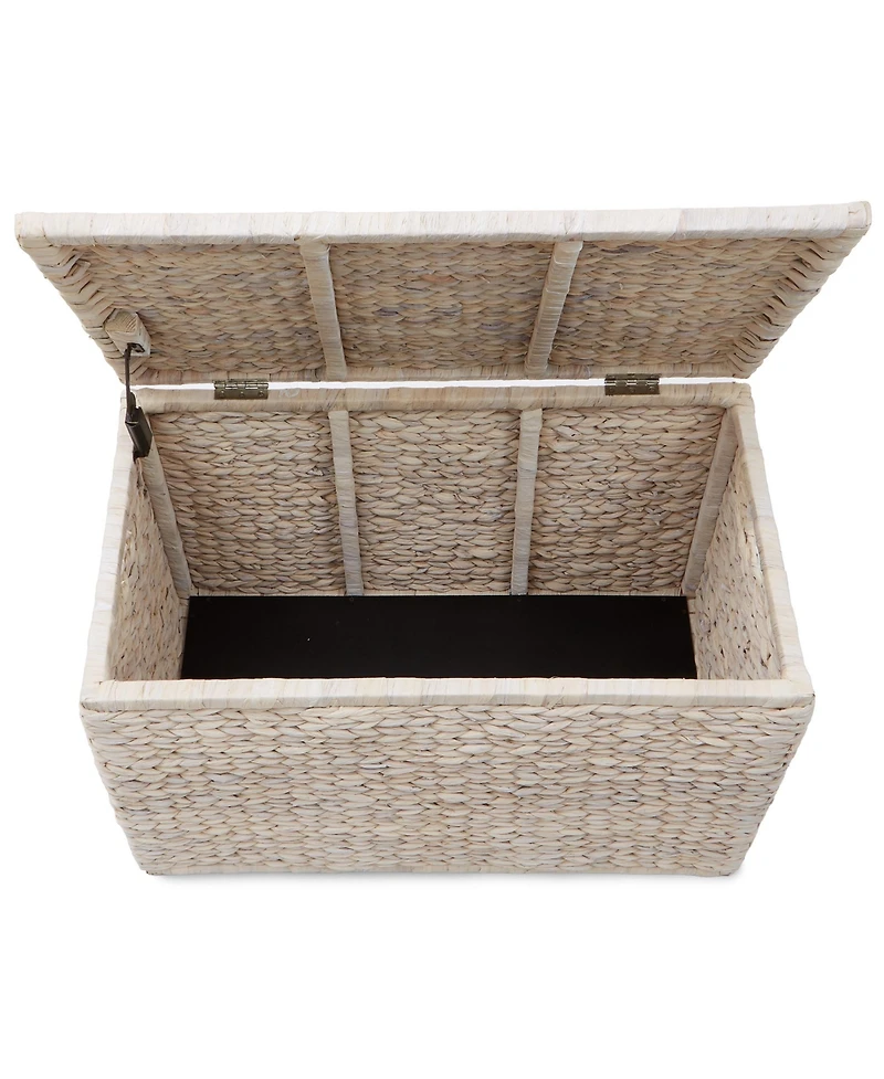 Casafield Storage Chest with Lid, Handles, Safety Hinge - , Water Hyacinth Wicker Storage Trunk for Bedroom, Entry Way, Living Room