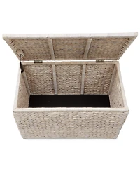 Casafield Storage Chest with Lid, Handles, Safety Hinge - , Water Hyacinth Wicker Storage Trunk for Bedroom, Entry Way, Living Room