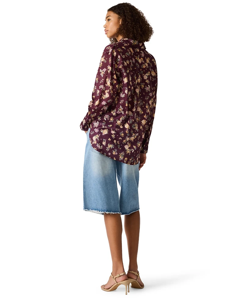 Steve Madden Women's Bennete Collared Printed Top