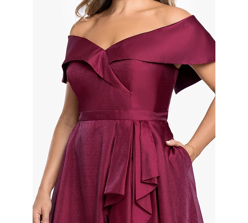 Xscape Plus Off-The-Shoulder Sleeveless Gown