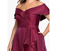 Xscape Plus Off-The-Shoulder Sleeveless Gown