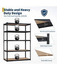 homfan 5 Tier Storage Shelf, Heavy Duty Metal Shelving Unit with Adjustable Shelves for Pantry or Basement