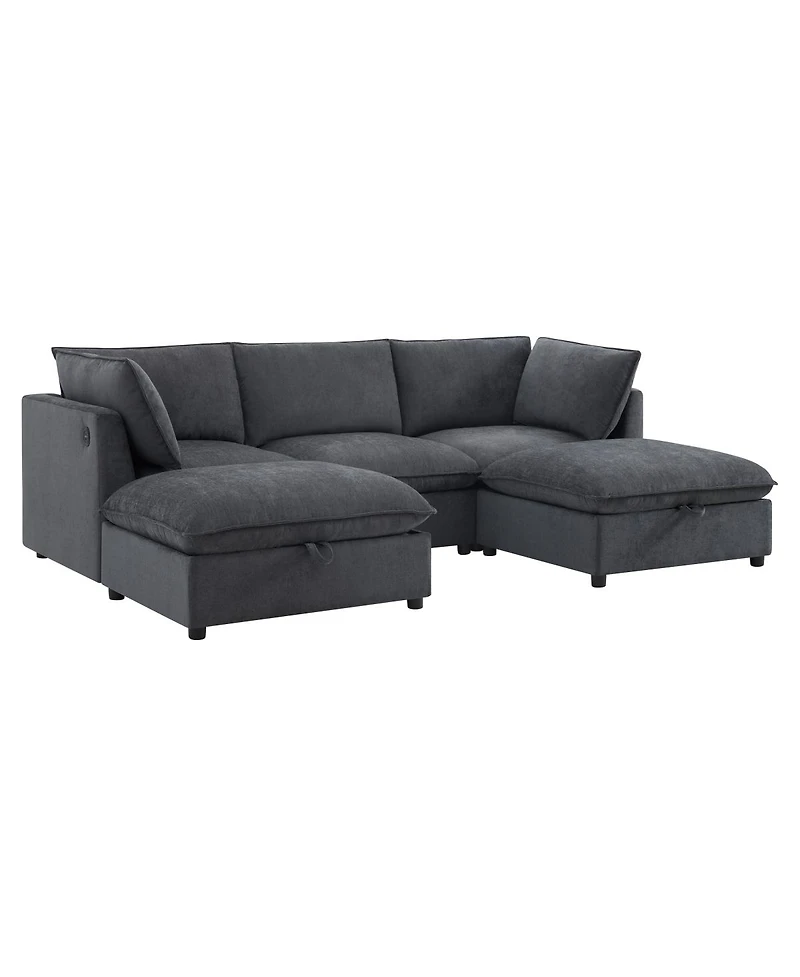 Streamdale Furniture 98'' Modular U-Shaped Sectional Sofa with Storage Ottoman and Charging Ports