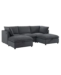 Streamdale Furniture 98'' Modular U-Shaped Sectional Sofa with Storage Ottoman and Charging Ports