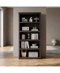 homfan 31 Inch Retro Bookcase with Metal Frame, Bookshelf for Living Room Office, Engineered Wood
