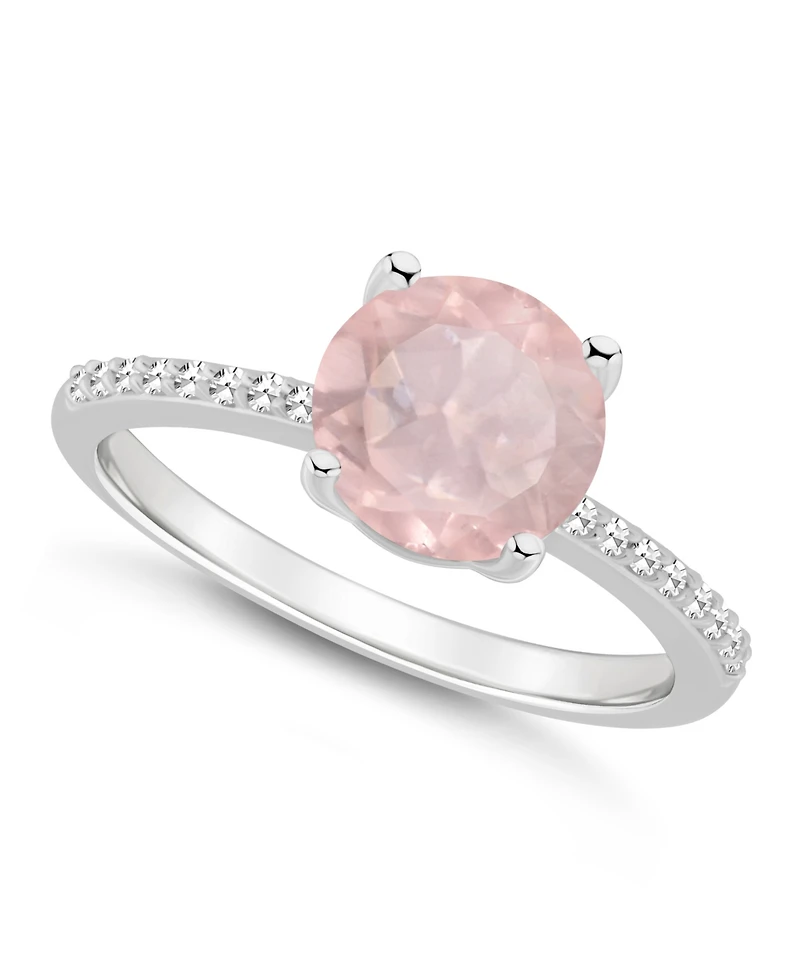 Macy's Women's Rose Quartz (1-/ ct.t.w.) and Diamond (1/10 Ring Sterling Silver