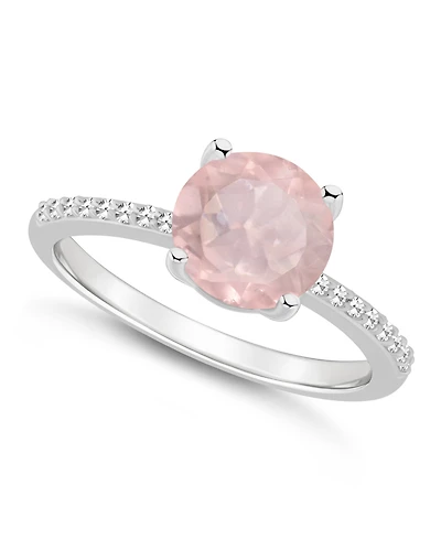 Macy's Women's Rose Quartz (1-/ ct.t.w.) and Diamond (1/10 Ring Sterling Silver