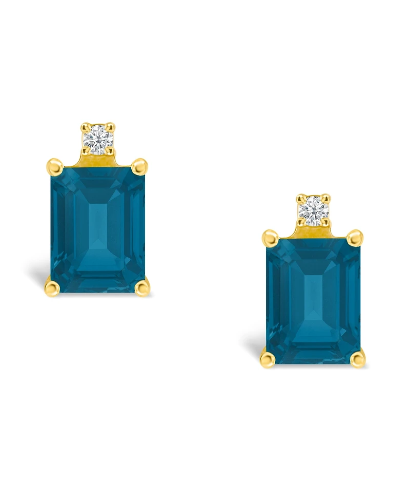 London Blue Topaz (1-3/8 ct. t.w.) and Diamond Accent Stud Earrings 14K Yellow Gold or White