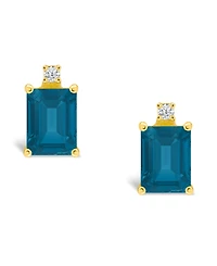 London Blue Topaz (1-3/8 ct. t.w.) and Diamond Accent Stud Earrings 14K Yellow Gold or White