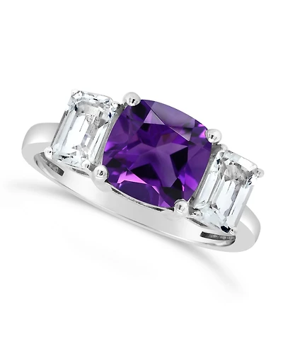 Gemstone and White Topaz (1-3/8 ct. t.w) Ring Sterling Silver