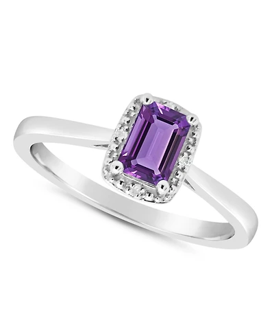 Gemstone and Diamond Accent Ring Sterling Silver