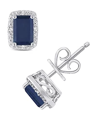 Sapphire (1-1/3 ct. t.w.) and Diamond Accent Stud Earrings in Sterling Silver