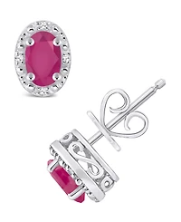 Ruby (1-1/5 ct. t.w.) and Diamond Accent Stud Earrings in Sterling Silver