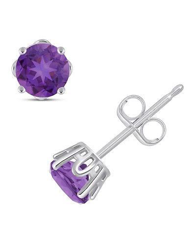 Rhodolite Garnet Stud Earrings (1-1/5 ct. t.w.) Sterling Silver (Also Opal, Citrine, White Topaz, Peridot, Aquamarine, and Amethyst)