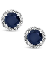 Sapphire (1-1/5 ct. t.w.) and Diamond Accent Stud Earrings in Sterling Silver