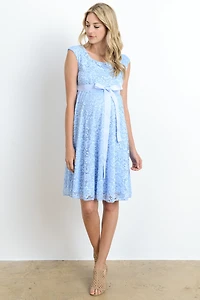 Hello Miz Women's Maternity Lace A-Line Dress with Scoop Neck