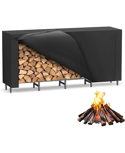 Streamdale Furniture Heavy-Duty Outdoor Firewood Rack with Waterproof Cover