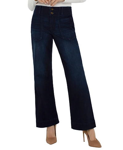 Liverpool Los Angeles Women's Patch Pocket Wide-Leg Jeans