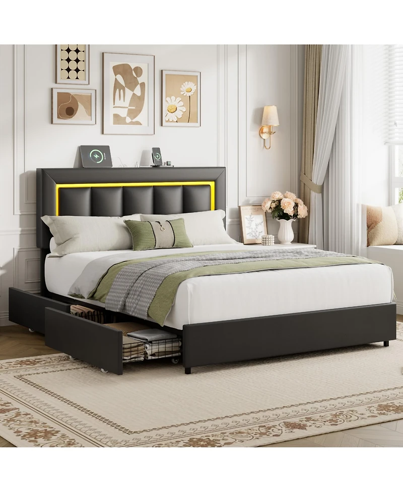 gaomon Bed Frame with 4 Drawers